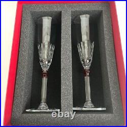 BACCARAT HARCOURT EVE SET OF 2 CHAMPAGNE FLUTES red