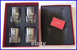 BACCARAT NY Engraved VEGA Tumblers Crystal Boxed Set (4) Excellent Yankees RARE