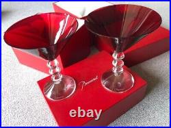BACCARAT VEGA MARTINI COCKTAILS Glass Crystal Red Pair set Unused H. 15cm