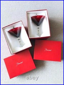 BACCARAT VEGA MARTINI COCKTAILS Glass Crystal Red Pair set Unused H. 15cm