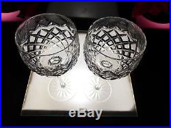 BEAUTIFUL SET 2 Waterford Crystal Powerscourt 7 1/2 Wine Hock Glasses Mint