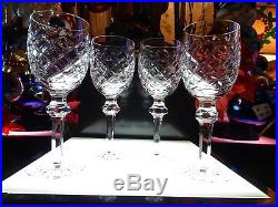 BEAUTIFUL SET 4 Waterford Crystal Powerscourt 7 1/8 Claret Wine Hock Glasses