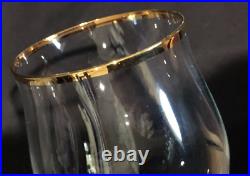 BOHEMIA CZECH CRYSTAL WINE GLASSES TULIP BOWL GOLD TRIM GENEVA SET of 10 MINT