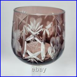 BOHEMIAN CUT TO CLEAR CRYSTAL Wine GOBLETS Multi Colored 8.5 Set Of 5