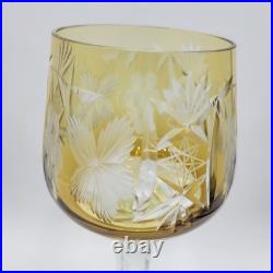 BOHEMIAN CUT TO CLEAR CRYSTAL Wine GOBLETS Multi Colored 8.5 Set Of 5