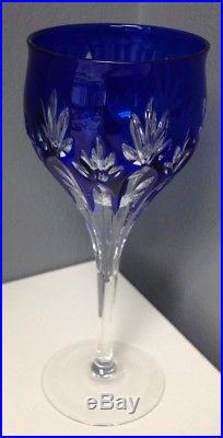 BOUTIQUE Vintage Czech Bohemian Cobalt Blue Cut Lead Crystal Goblet Set Of 6 SR
