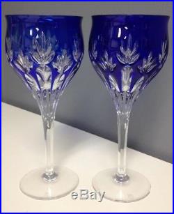 BOUTIQUE Vintage Czech Bohemian Cobalt Blue Cut Lead Crystal Goblet Set Of 6 SR