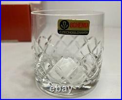 BRISTOL Bohemian Set 6 Crystal Glass Tumbler Gobelet Becher Czechoslovakia VTG