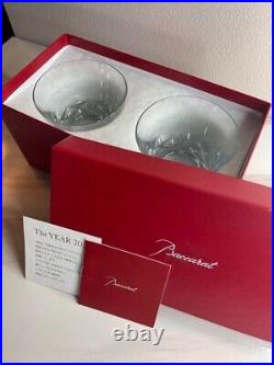 Baccarat Crysta Year Tumbler 2020 Crystal Rock Glass Set of 2 with Box pair