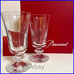 Baccarat Crystal Mille Nuits Goblet Small Wine Glass Pair Set Clear Glassware