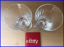 Baccarat Crystal Mille Nuits Goblet Small Wine Glass Pair Set Clear Glassware