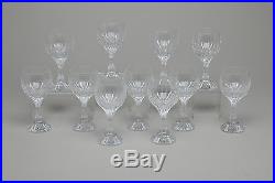 Baccarat Crystal Stemware MASSENA Pattern Claret Wine Glasses SET of 11