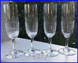 Baccarat Cut Crystal NANCY Set of 4 Champagne Flute Glasses France