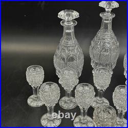 Baccarat Cut Glass Diamond et Feuilles Set 3 Decanters 10 Cordials c1850 Baccarat Cut Glass Diamond et Feuilles Set 3 Decanters 10 Cordials c1850