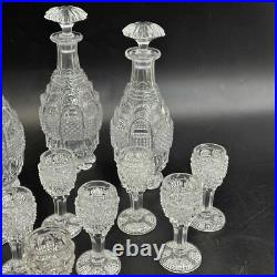 Baccarat Cut Glass Diamond et Feuilles Set 3 Decanters 10 Cordials c1850 Baccarat Cut Glass Diamond et Feuilles Set 3 Decanters 10 Cordials c1850