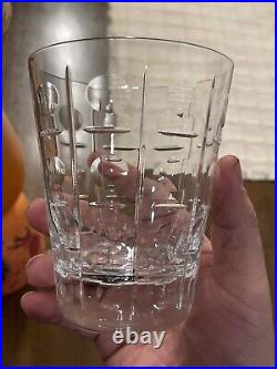 Baccarat Equinox Tumbler Glass Set of 2 Engraved Double Old fashioned Beautiful