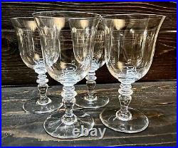 Baccarat France Provence Pattern Crystal Water Goblet 6 3/8 Clear Set Of 4