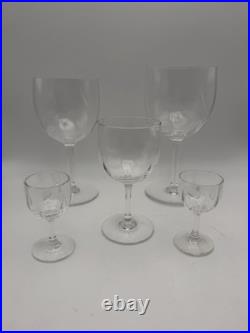 Baccarat Montaigne Optic Crystal Stemware Set 5 Pc France Signed Goblets Glass