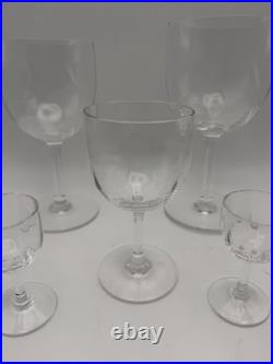 Baccarat Montaigne Optic Crystal Stemware Set 5 Pc France Signed Goblets Glass