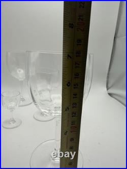 Baccarat Montaigne Optic Crystal Stemware Set 5 Pc France Signed Goblets Glass
