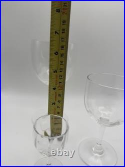 Baccarat Montaigne Optic Crystal Stemware Set 5 Pc France Signed Goblets Glass
