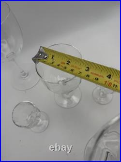 Baccarat Montaigne Optic Crystal Stemware Set 5 Pc France Signed Goblets Glass