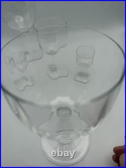Baccarat Montaigne Optic Crystal Stemware Set 5 Pc France Signed Goblets Glass
