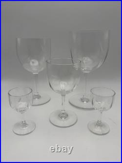 Baccarat Montaigne Optic Crystal Stemware Set 5 Pc France Signed Goblets Glass