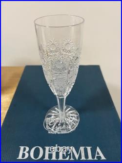 Beautiful Bohemia Czech Republic Lead Crystal Champaign Glasses Set Of 6