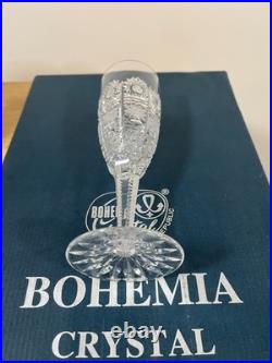 Beautiful Bohemia Czech Republic Lead Crystal Champaign Glasses Set Of 6