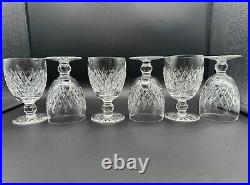 Beautiful Set of 6 WATERFORD CRYSTAL Boyne (Cut Foot) Water Goblets MINT