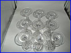 Beautiful Set of 9 Gorham Diamond Gold pattern Cut Crystal 10 oz. Water Stems