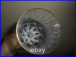 Beautiful Set of 9 Gorham Diamond Gold pattern Cut Crystal 10 oz. Water Stems