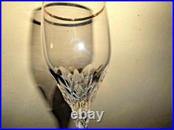 Beautiful Set of 9 Gorham Diamond Gold pattern Cut Crystal 10 oz. Water Stems