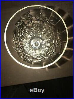 Beautiful Vintage Etched Clear Semi Crystal Wine Glasses Set of 7