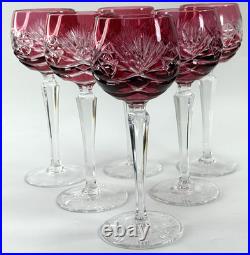 Beautiful Vintage Nachtmann 124 Collection Cranberry Wine Glasses Set of Six