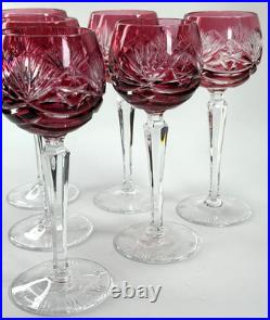 Beautiful Vintage Nachtmann 124 Collection Cranberry Wine Glasses Set of Six