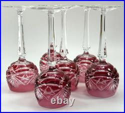 Beautiful Vintage Nachtmann 124 Collection Cranberry Wine Glasses Set of Six