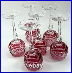 Beautiful Vintage Nachtmann 124 Collection Cranberry Wine Glasses Set of Six