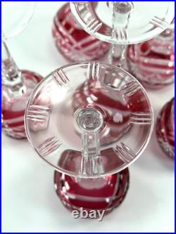 Beautiful Vintage Nachtmann 124 Collection Cranberry Wine Glasses Set of Six