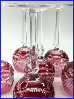 Beautiful Vintage Nachtmann 124 Collection Cranberry Wine Glasses Set of Six