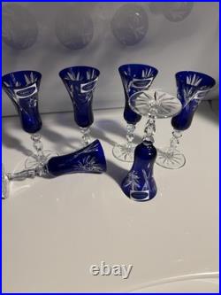 Bleikristall 24K Crystal Cobalt Glass Ware-set Of 6 /never Used (RARE)