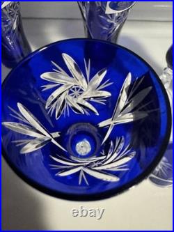 Bleikristall 24K Crystal Cobalt Glass Ware-set Of 6 /never Used (RARE)