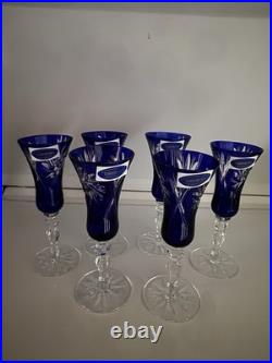 Bleikristall 24K Crystal Cobalt Glass Ware-set Of 6 /never Used (RARE)