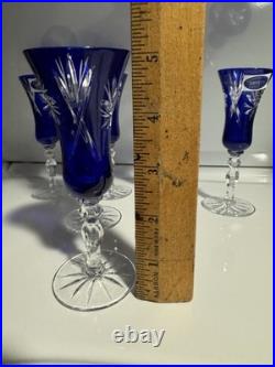 Bleikristall 24K Crystal Cobalt Glass Ware-set Of 6 /never Used (RARE)