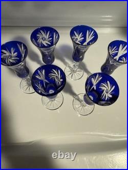 Bleikristall 24K Crystal Cobalt Glass Ware-set Of 6 /never Used (RARE)