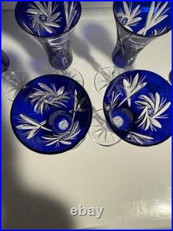Bleikristall 24K Crystal Cobalt Glass Ware-set Of 6 /never Used (RARE)