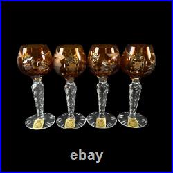 Bleikristall Cut To Clear Crystal Set 4 Cordial Glasses Uncommon Rose W. Germany