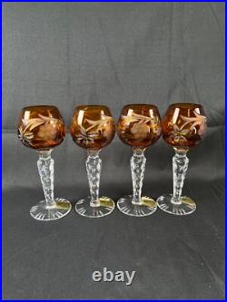 Bleikristall Cut To Clear Crystal Set 4 Cordial Glasses Uncommon Rose W. Germany