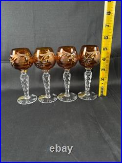 Bleikristall Cut To Clear Crystal Set 4 Cordial Glasses Uncommon Rose W. Germany